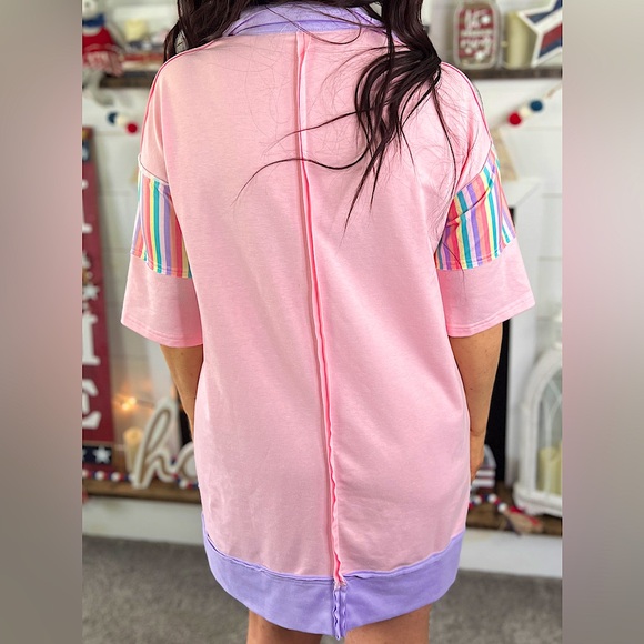 ☃️BOGO50%☃️ 🆕💜FANTASTIC FAWN: BABY PINK Stripe Dress •SEE VIDEO• SMALL - Picture 3 of 9